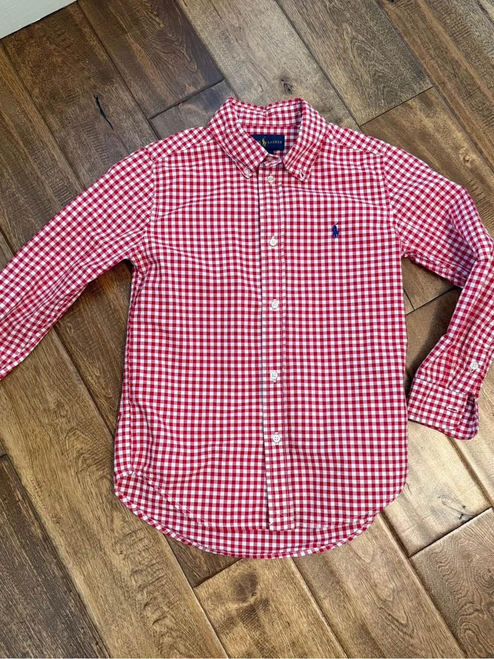 Ralph Lauren Red Gingham Button-Down Shirt boys 7